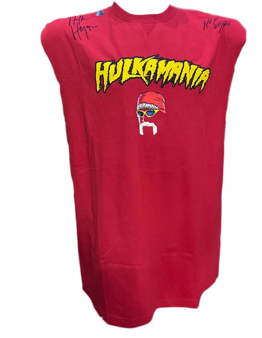 Hogan's Beach Shop Hulkamania Face Signed Tear Off T-shirt 1 Hogan's Beach Shop Hulkamania Face Signed Tear Off T-shirt