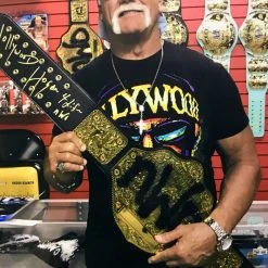 Hogan's Beach Shop Hollywood Hogan Signed WCW NWO Championship Title Belt Replica