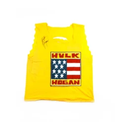 Hogan's Beach Shop Original Hulk Hogan Signed Yellow American Flag Shirt