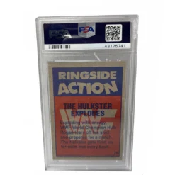 Hogan's Beach Sales 34 Hogan's Beach Shop TRADING CARDS Signed Hulk Hogan The Hulkster Explodes 1987 Topps WWF Wrestling Card #26 Graded PSA 8