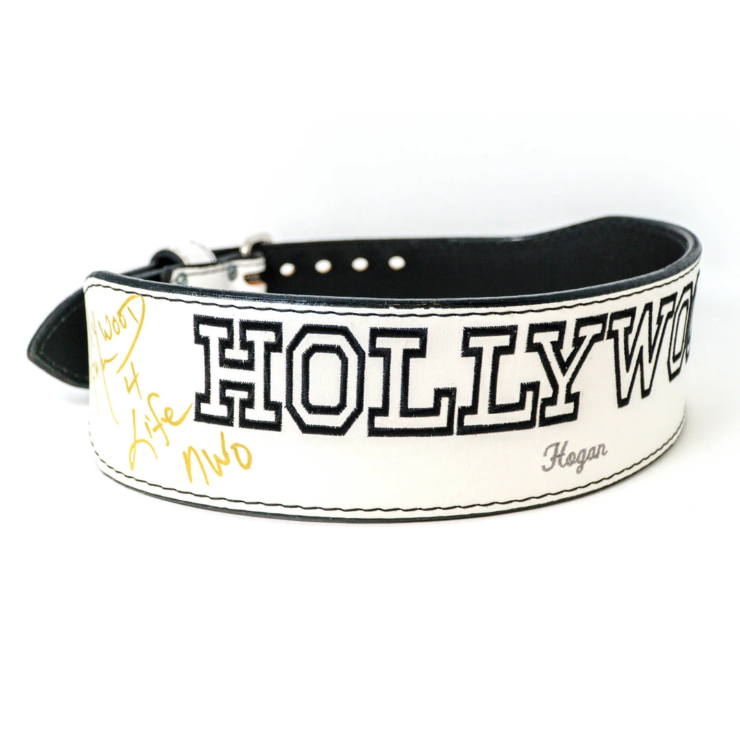 Hogan's Beach Shop Hulk Hogan Signed Hollywood Hogan White Weight Belt Hogan's Beach Shop Hulk Hogan Signed Hollywood Hogan White Weight Belt