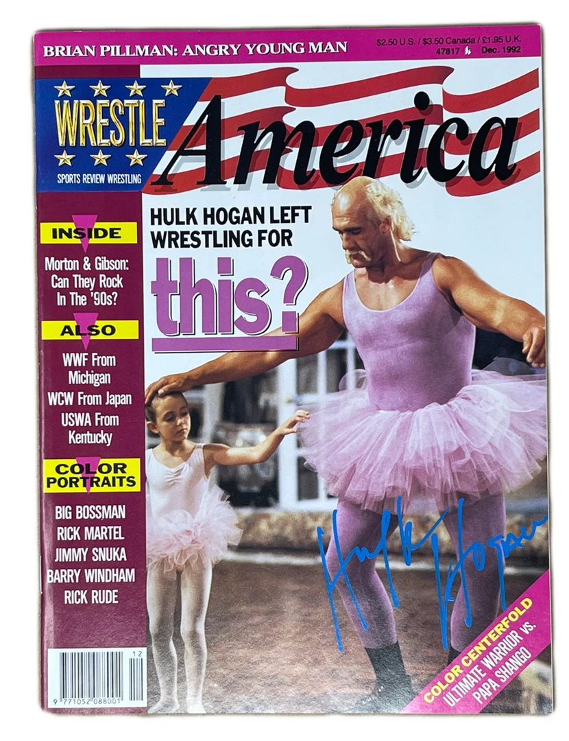 Hogan's Beach Shop AUTOGRAPHED MEDIA Wrestle America Wrestling Magazine December 1992 Hulk Hogan Ultimate Warrior WWF 1 Hogan's Beach Shop AUTOGRAPHED MEDIA Wrestle America Wrestling Magazine December 1992 Hulk Hogan Ultimate Warrior WWF
