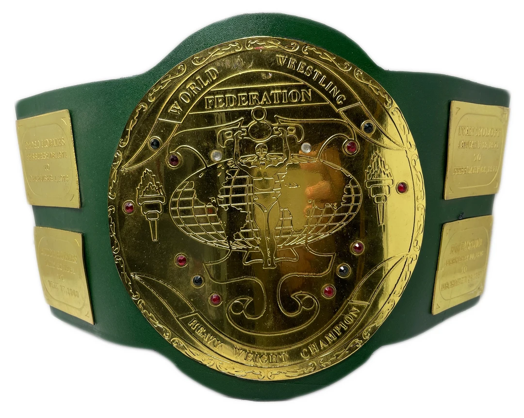 Hogan's Beach Shop AUTOGRAPHED TITLE BELTS WWF Big Green Heavyweight Champion Belt Signed 1 Hogan's Beach Shop AUTOGRAPHED TITLE BELTS WWF Big Green Heavyweight Champion Belt Signed